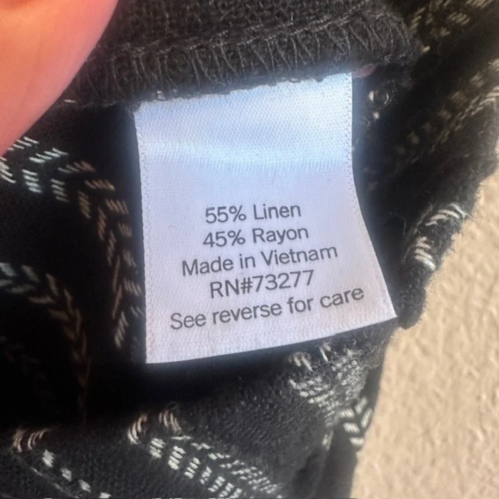 NWT Sonoma‎ Women's Black Chevron Pull On Elastic Waist Linen Shorts Size 1X